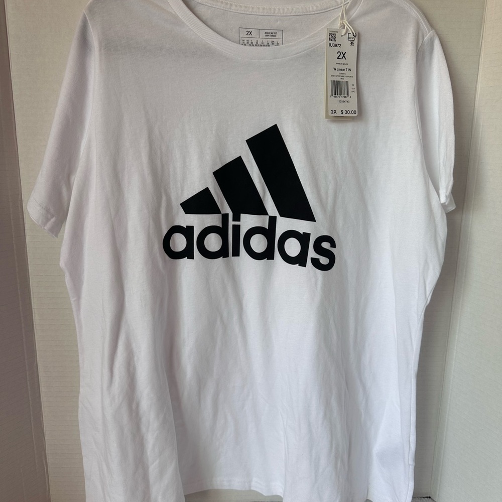Adidas White Short Sleeve Tee with logo
